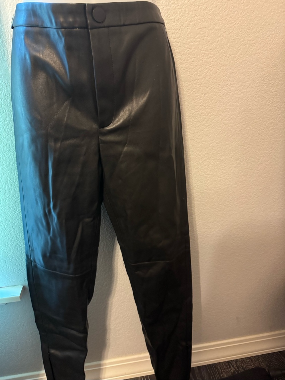 Zara Black Faux Leather Womens Tapered Pants